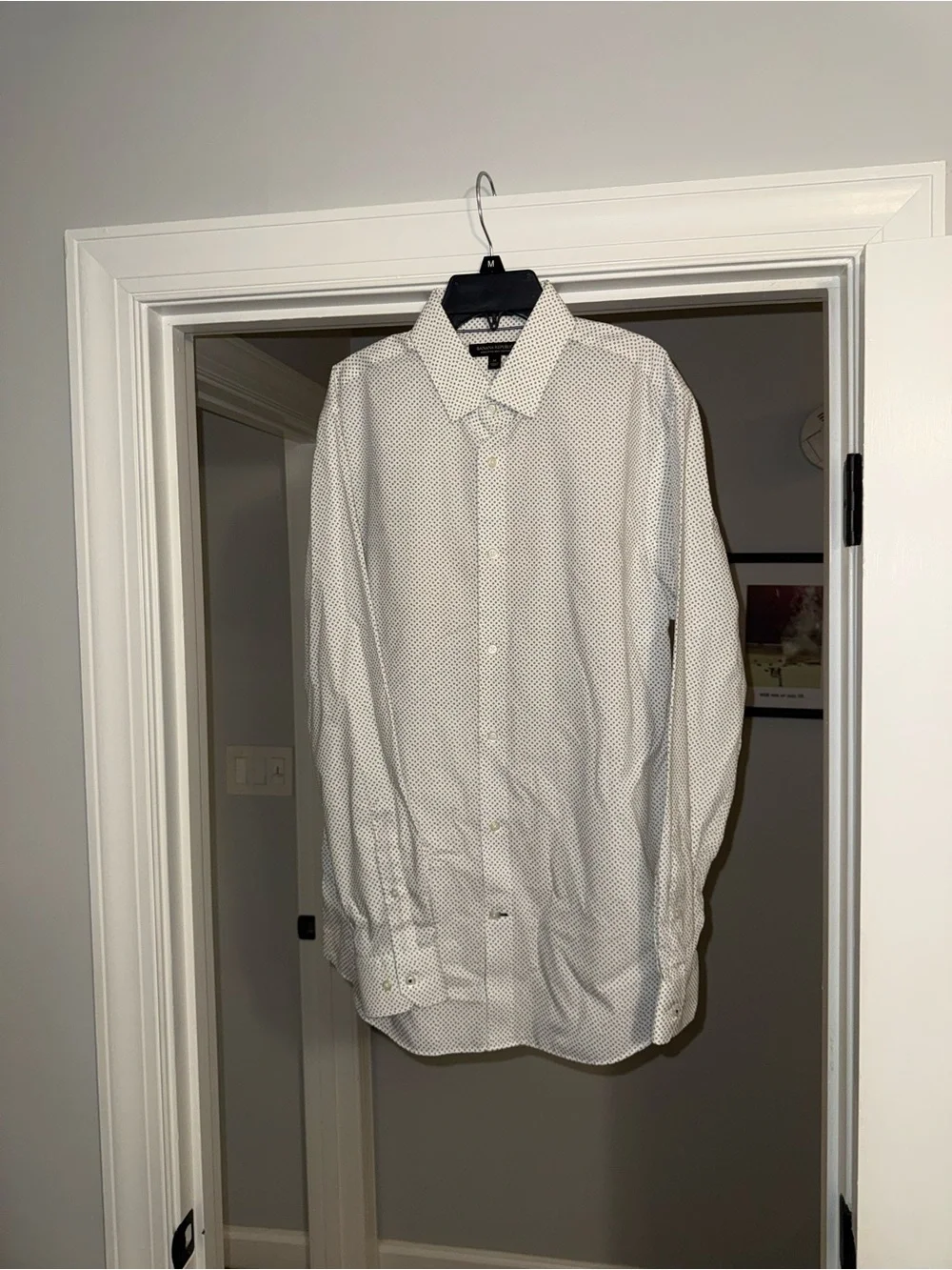 Banana Republic White Micro-Print Long-Sleeve Dress Shirt